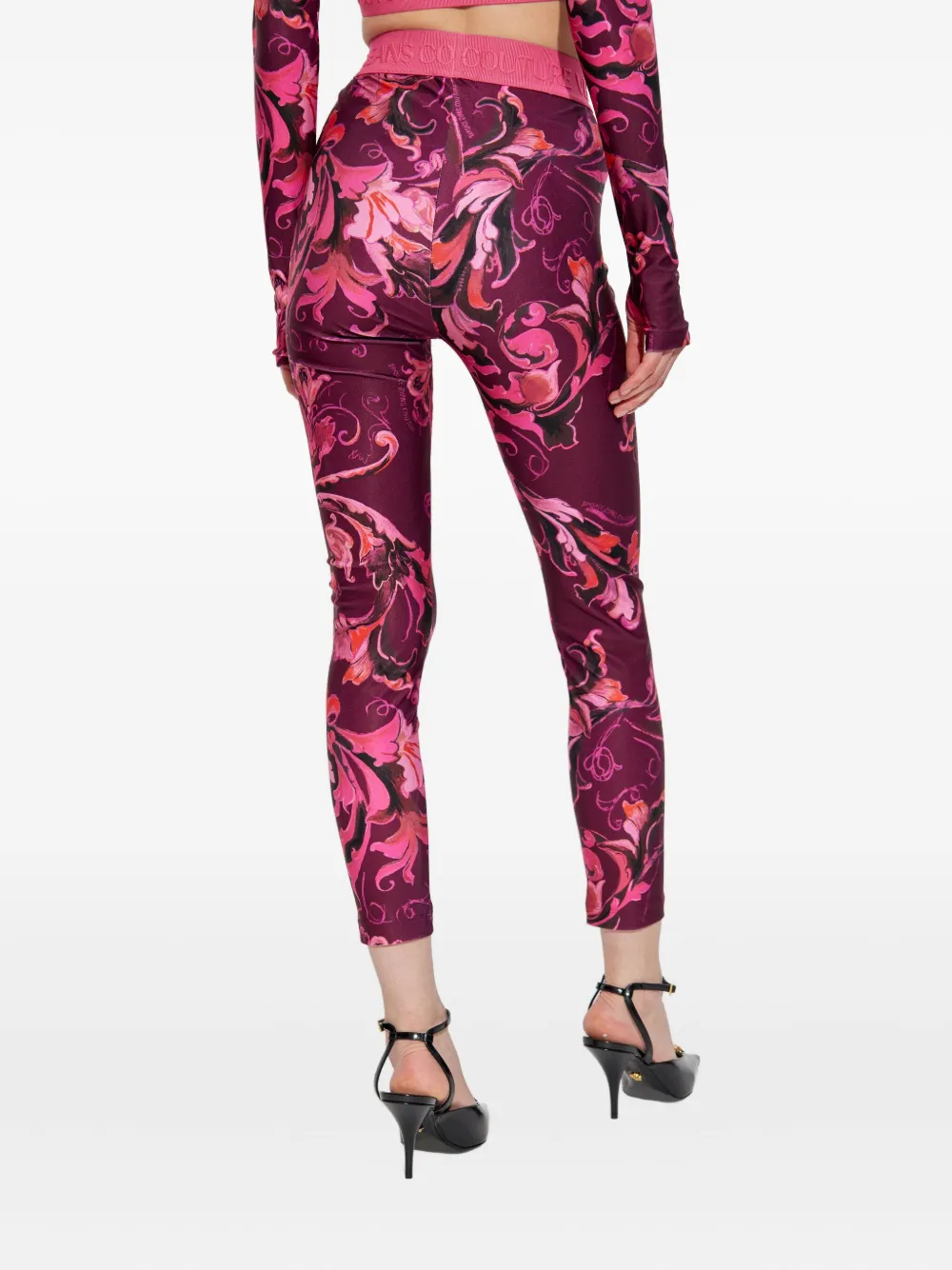 Versace Jeans Couture Barocco-print leggings Roze