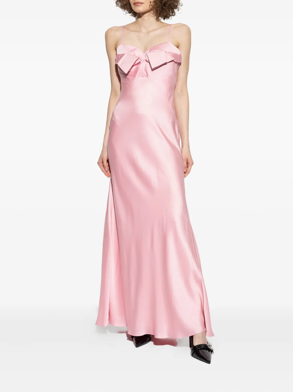 Alexander Mcqueen Bow-detail Maxi Slip Dress In Purple