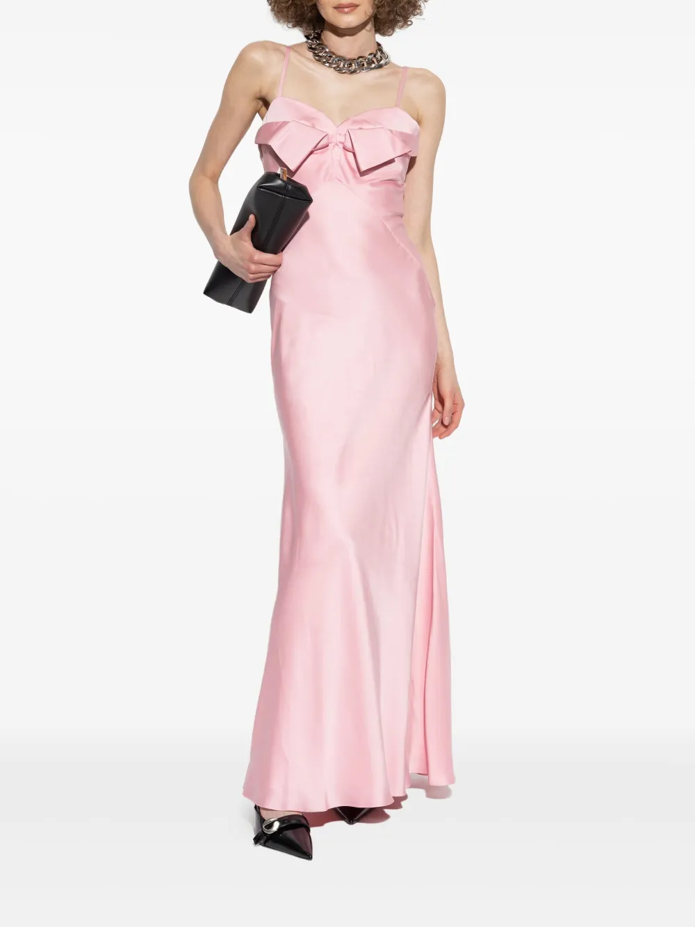 Alexander McQueen bow-detail maxi slip dress Roze