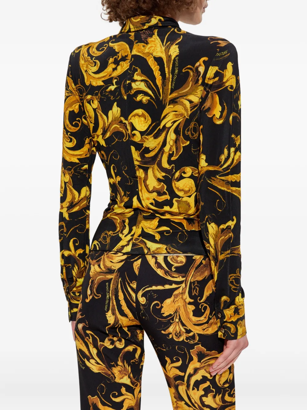 Versace Jeans Couture baroque-print long-sleeve shirt Geel