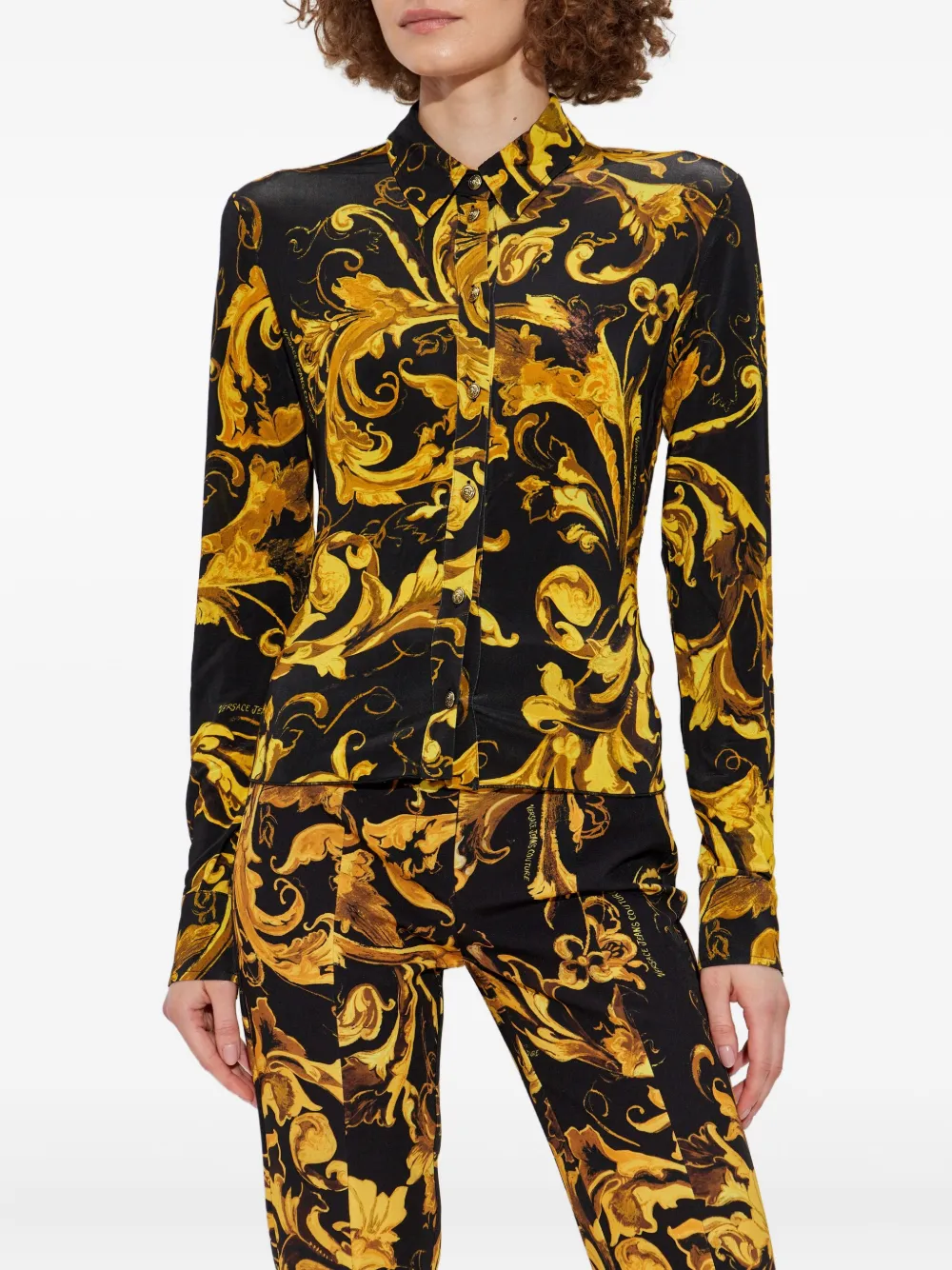 Versace Jeans Couture baroque-print long-sleeve shirt Geel