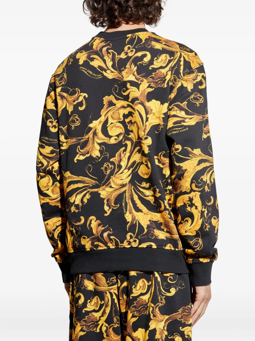 Versace Jeans Couture Sweater met barokprint Zwart