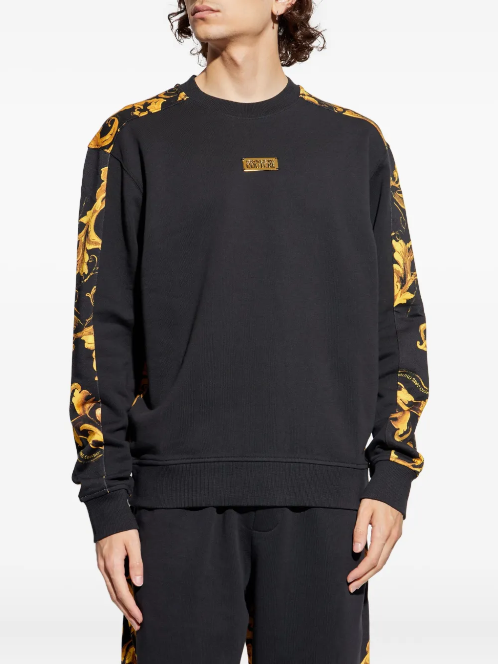 Versace Jeans Couture Sweater met barokprint Zwart