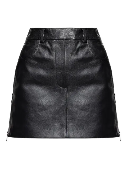 Alexander McQueen zip-detail leather short A-line skirt