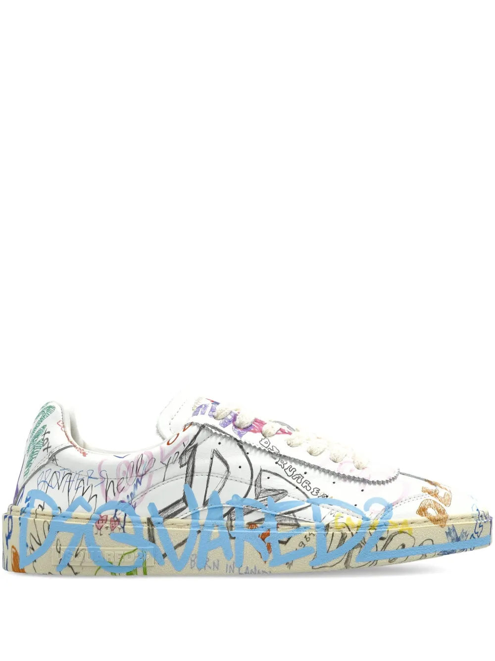 DSQUARED2 Rider printed leather trainers White