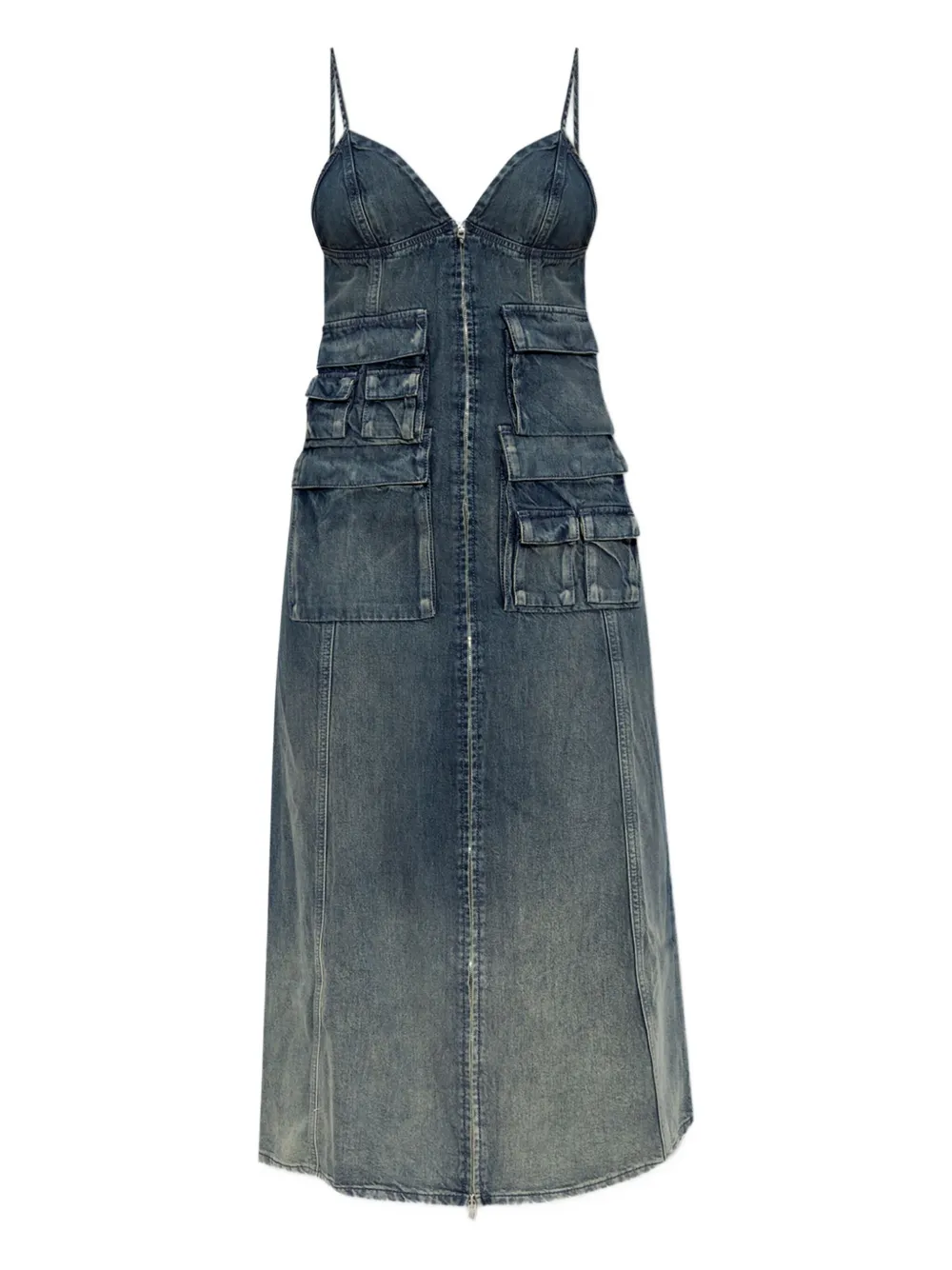 Diesel zip-up denim midi dress - ブルー Diesel zip-up denim midi dress - ブルー