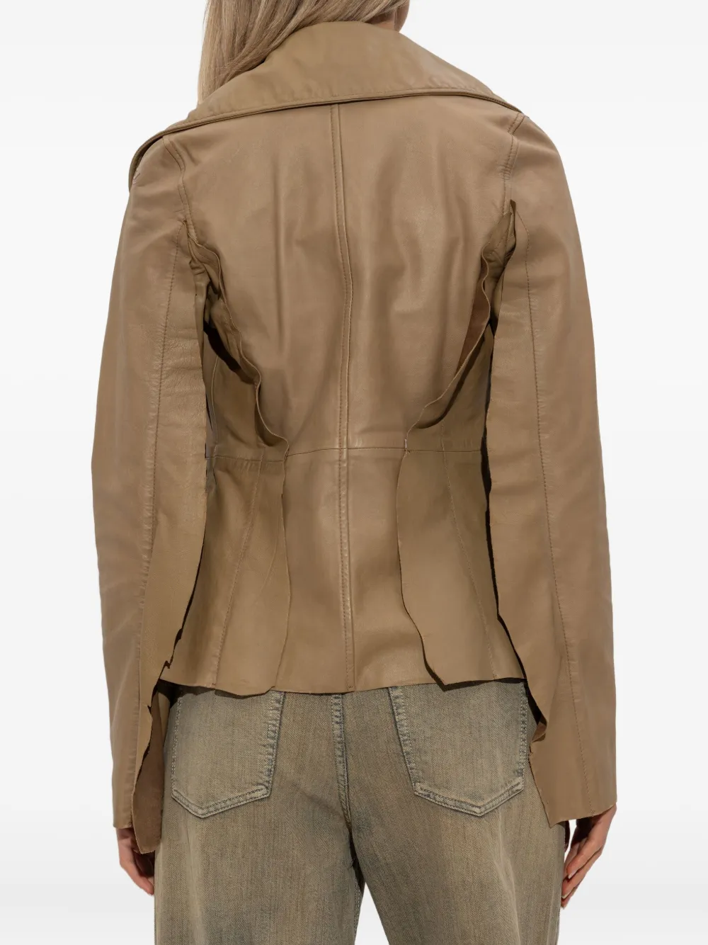 Diesel button-fastening flared leather jacket Beige