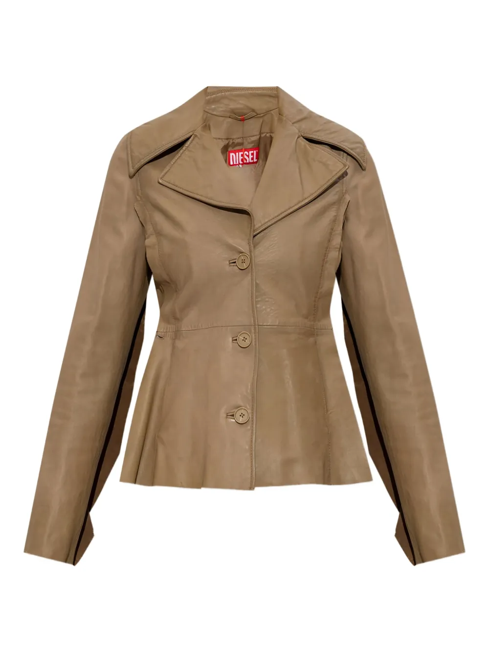 Diesel button-fastening flared leather jacket Beige