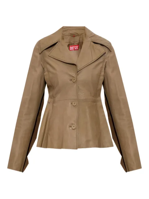Diesel button-fastening flared leather jacket