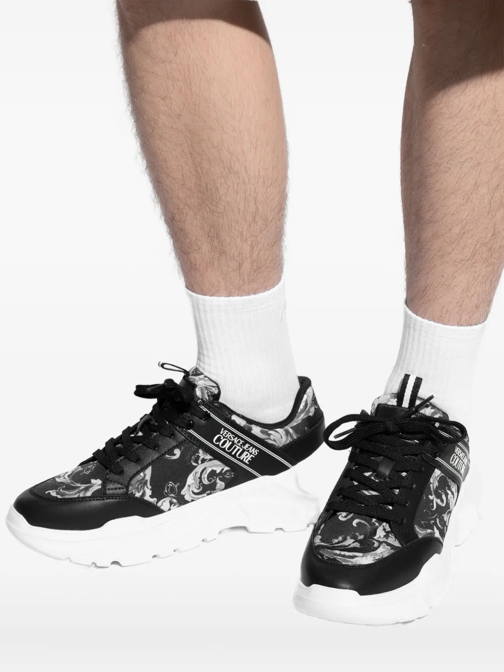 Versace Jeans Couture baroque-print sneakers Black