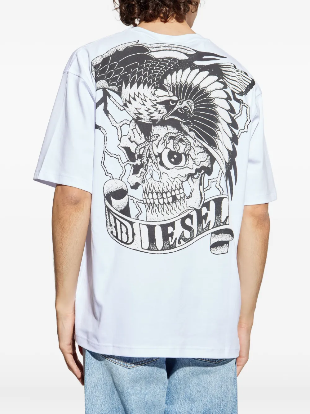 Diesel T-Boggy-T2 T-shirt met adelaarprint Wit