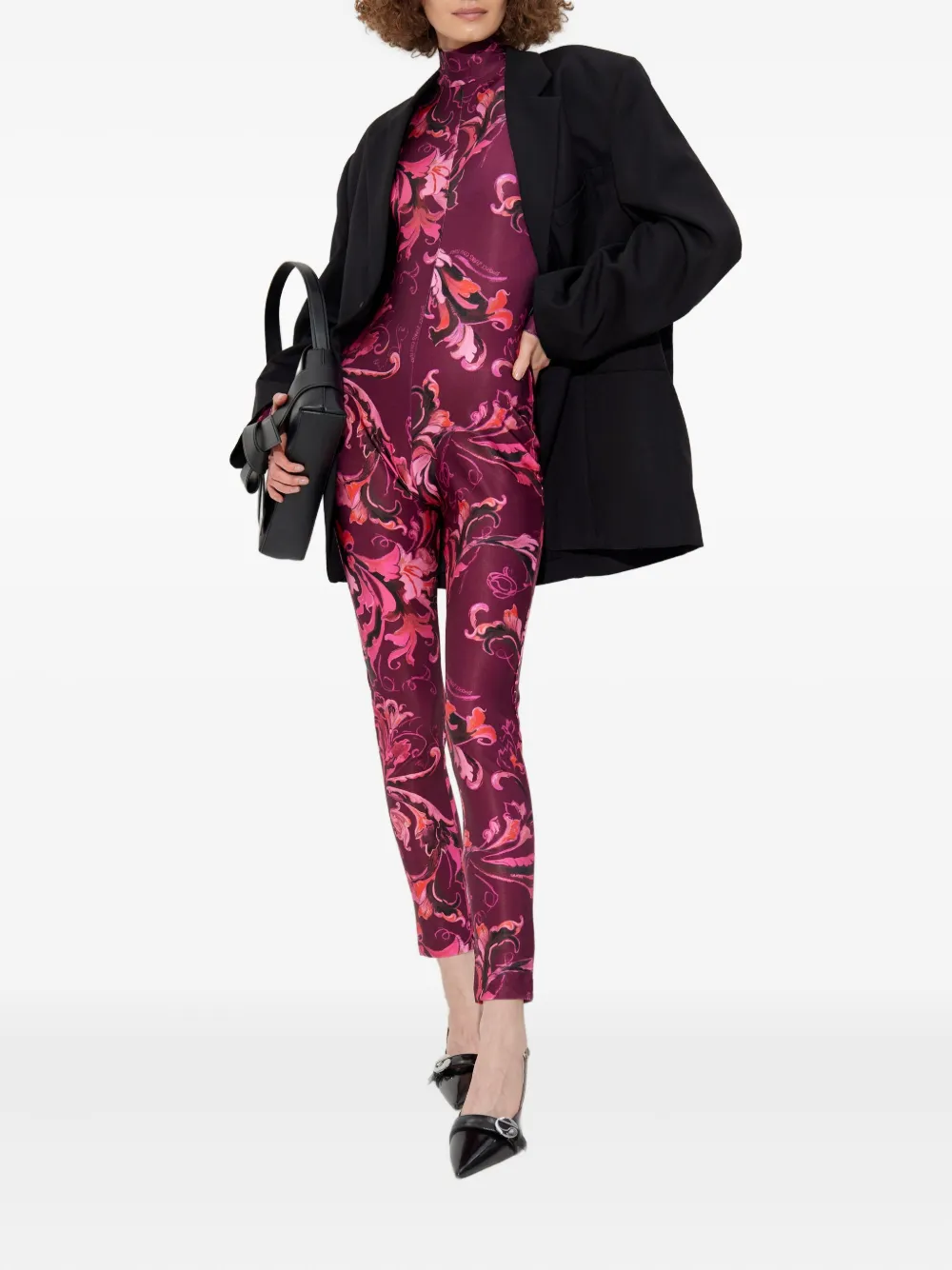 Versace Jeans Couture Jumpsuit met bloemenprint en gedrapeerde hals Roze