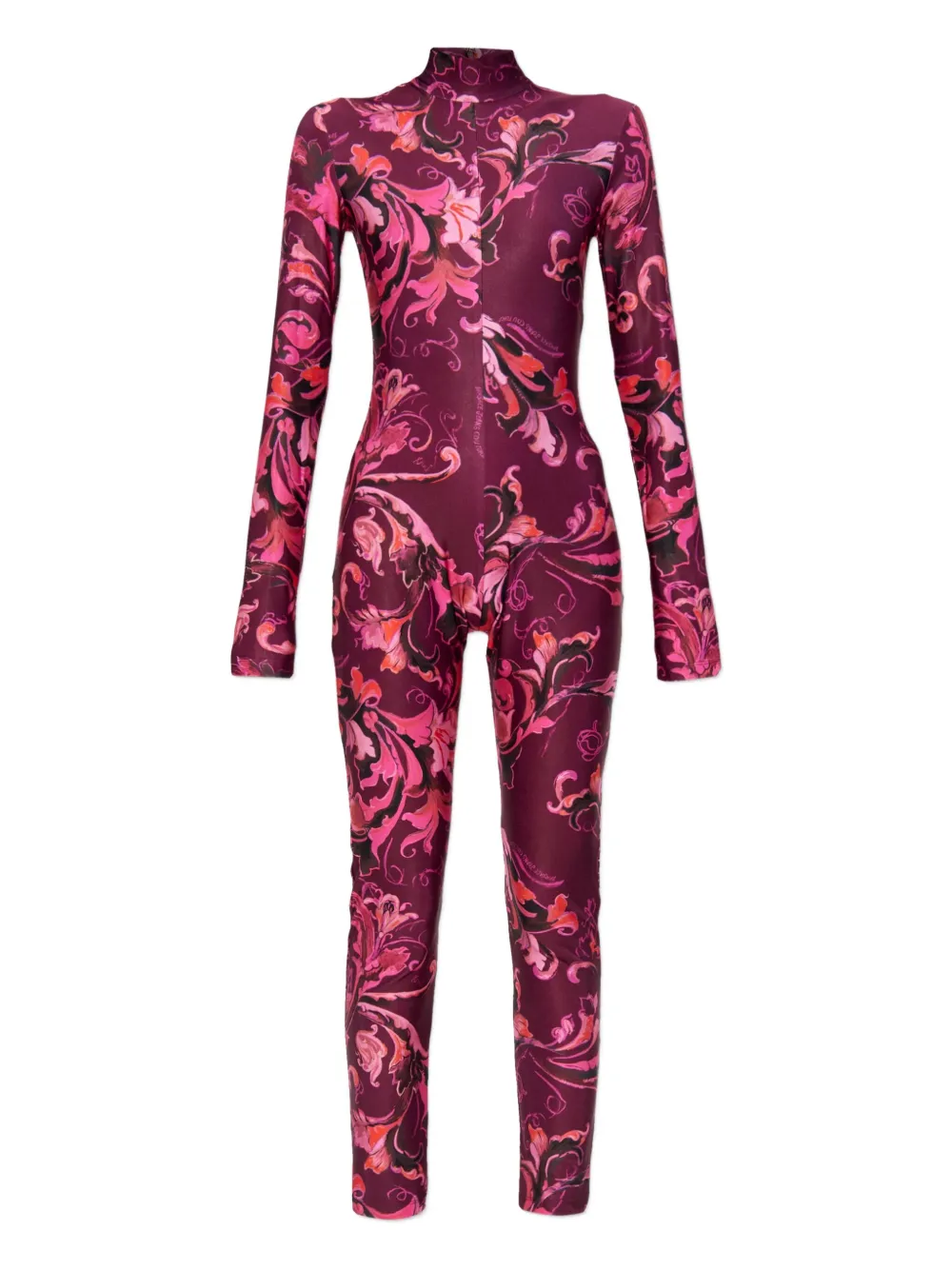 Versace Jeans Couture floral-print mock-neck jumpsuit - ピンク Versace Jeans Couture floral-print mock-neck jumpsuit - ピンク