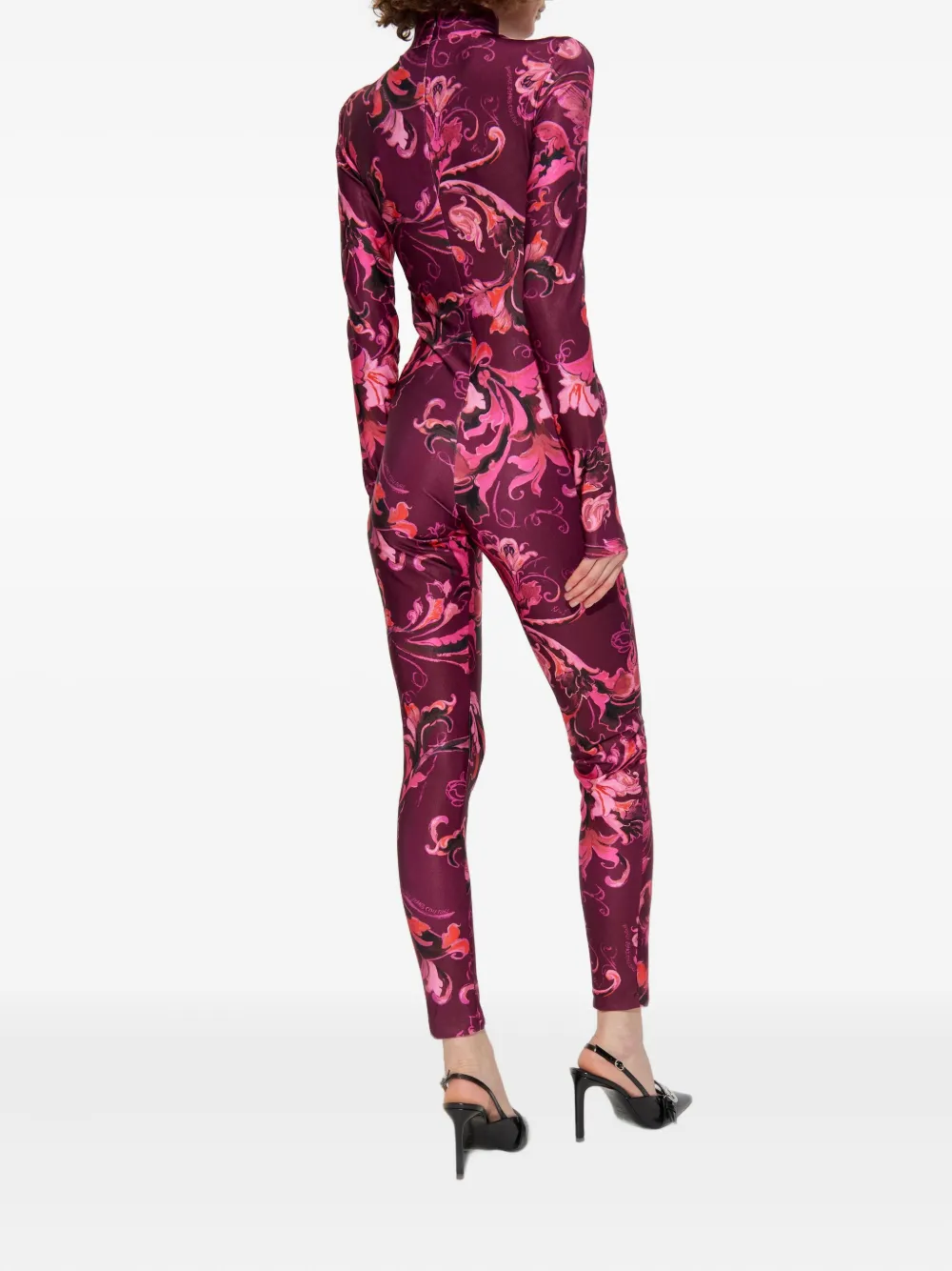 Versace Jeans Couture Jumpsuit met bloemenprint en gedrapeerde hals Roze