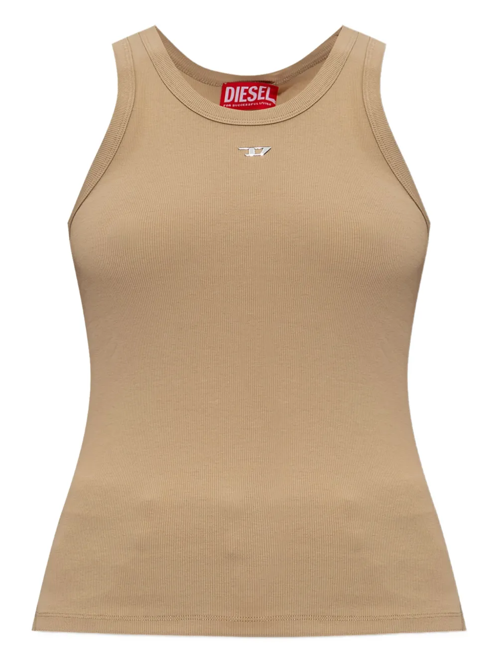 Diesel logo-detail ribbed tank top Beige