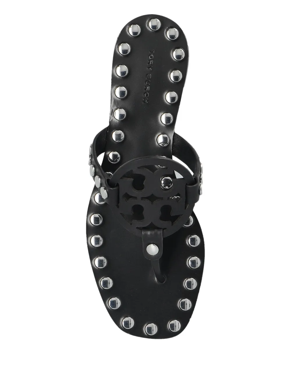 Tory Burch Leather Studded Flat Sandals In Black
