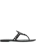 Tory Burch leather studded flat sandals - Black