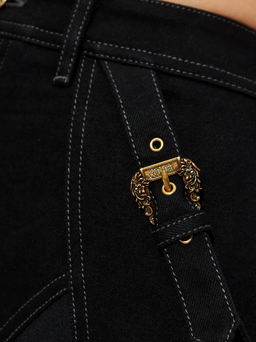 Versace Jeans Couture buckle-detail denim skirt Zwart