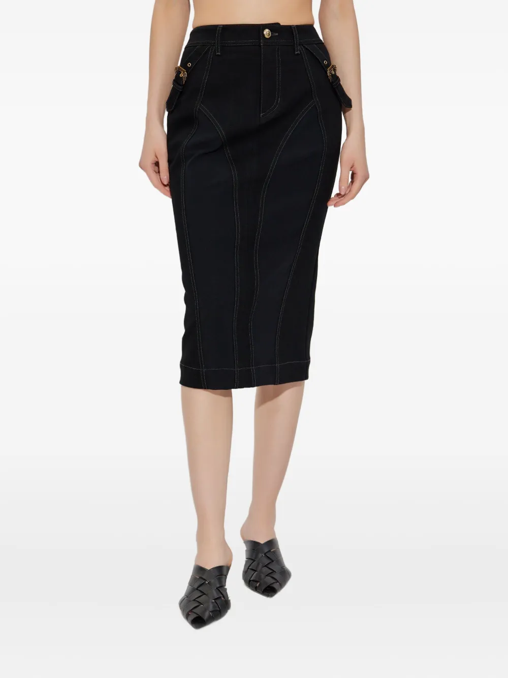 Versace Jeans Couture buckle-detail denim skirt Zwart