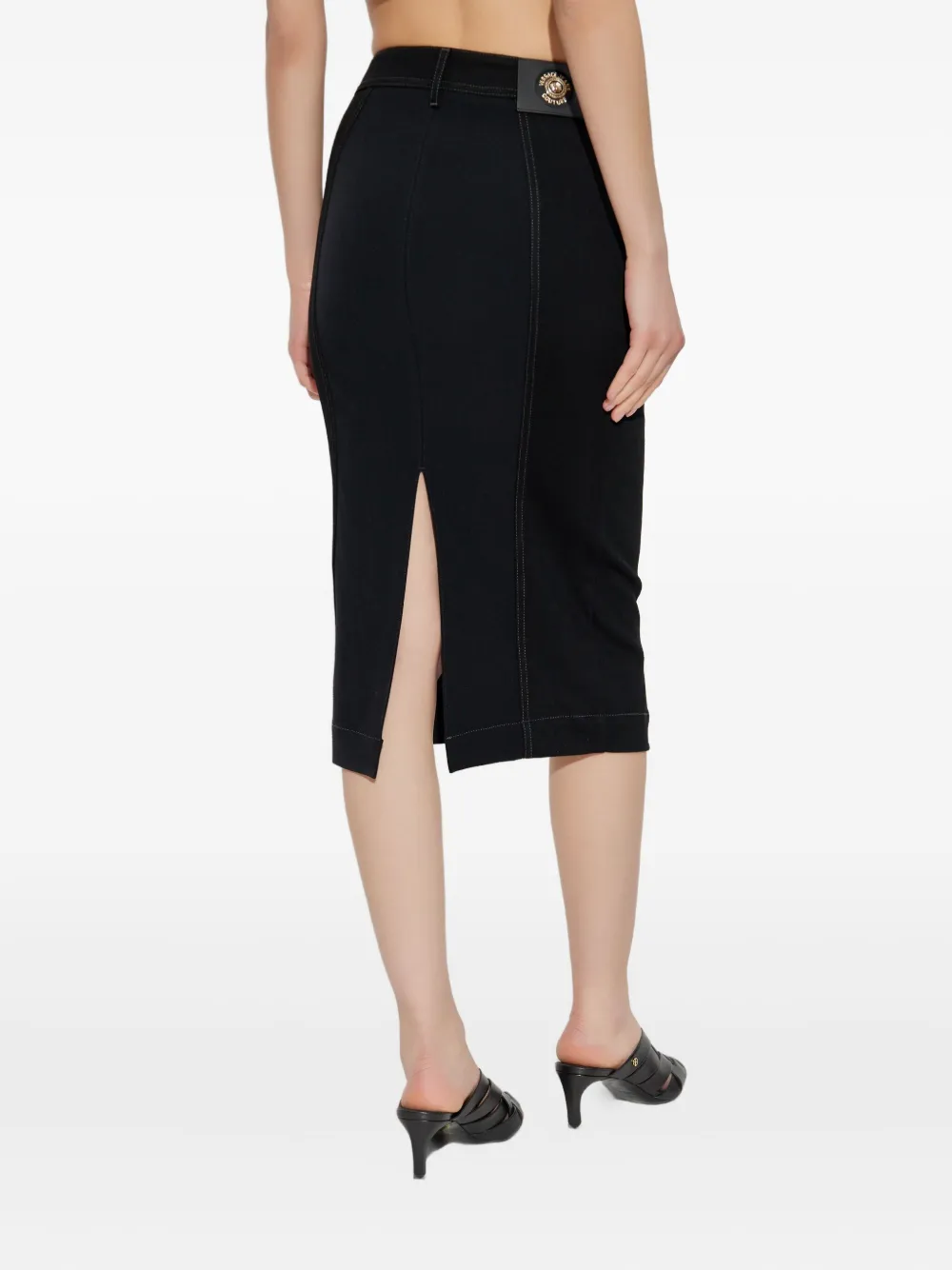 Versace Jeans Couture buckle-detail denim skirt Zwart