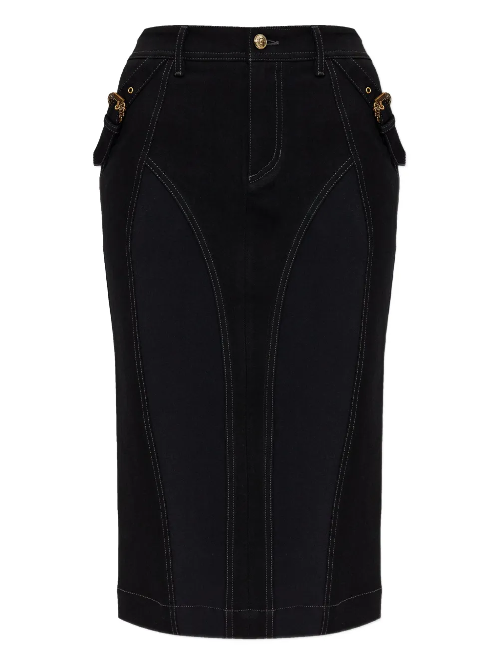 Versace Jeans Couture buckle-detail denim skirt Zwart