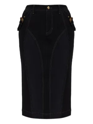 スカート VERSACE JEANS COUTURE Woman Skirt Black 77HAE814N0358 QY2 Versace Jeans Couture Skirt Woman Black – Modishus