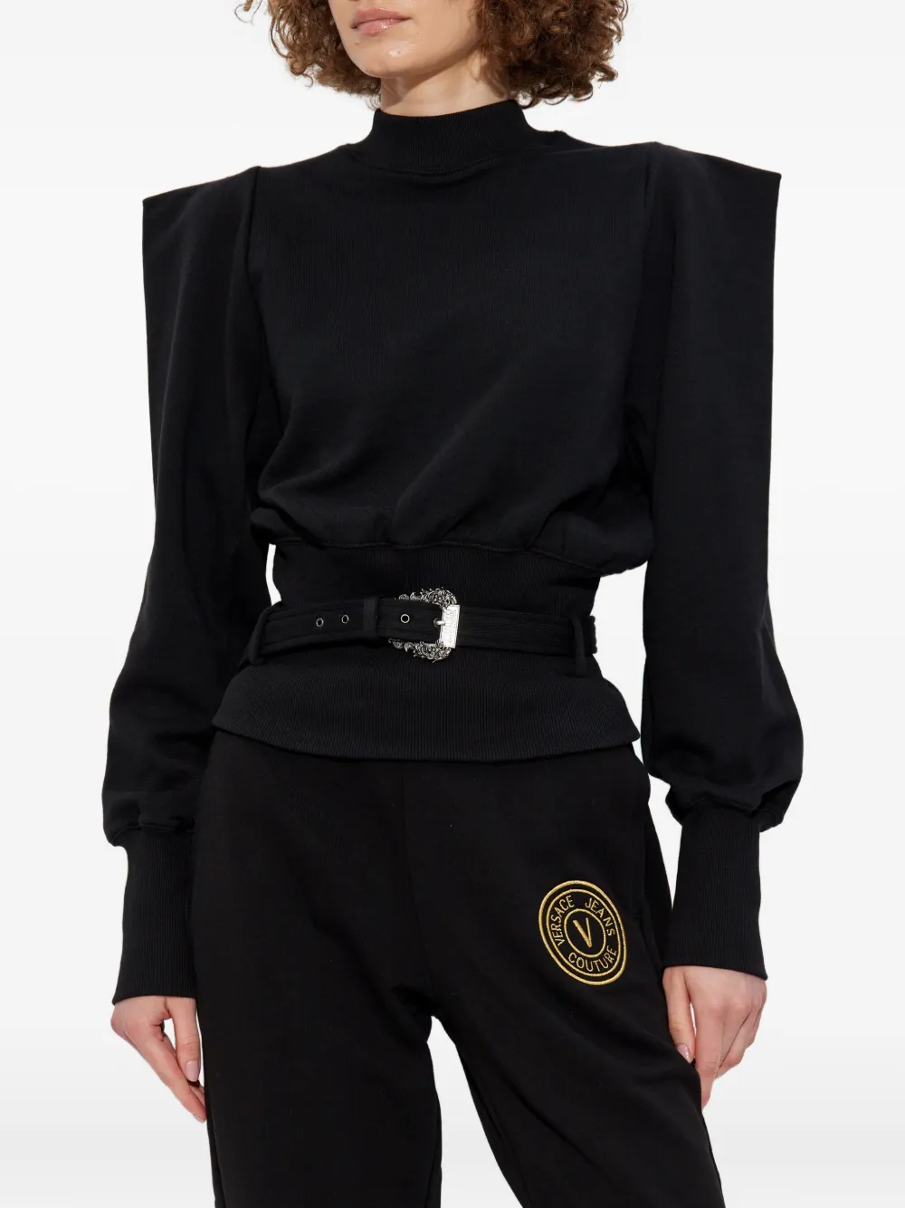 Versace Jeans Couture cotton belted sweatshirt Zwart