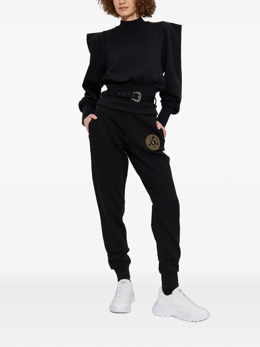 Versace Jeans Couture cotton belted sweatshirt Zwart
