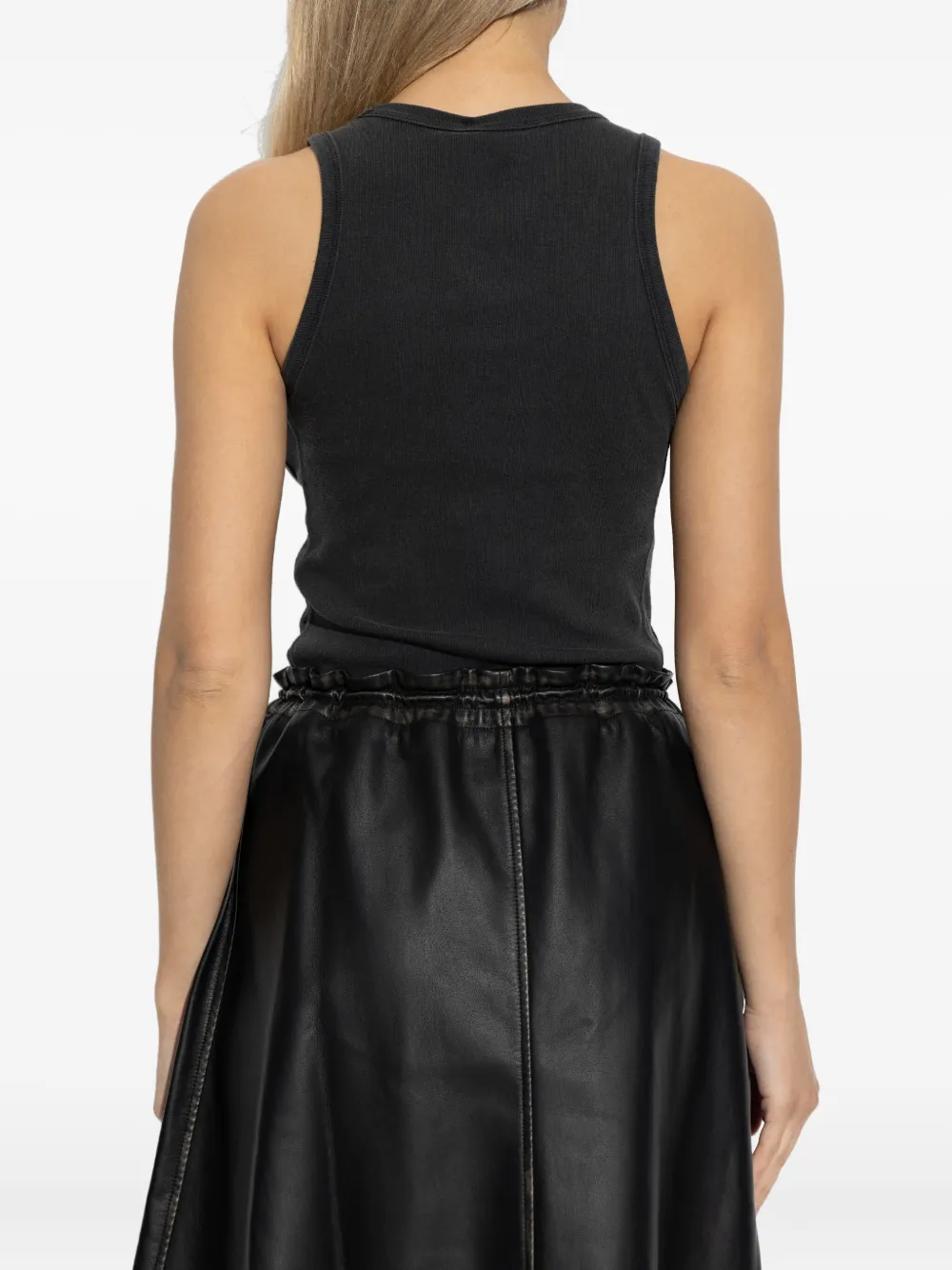 Diesel T-Anky geribbelde tanktop met logoplakkaat Zwart
