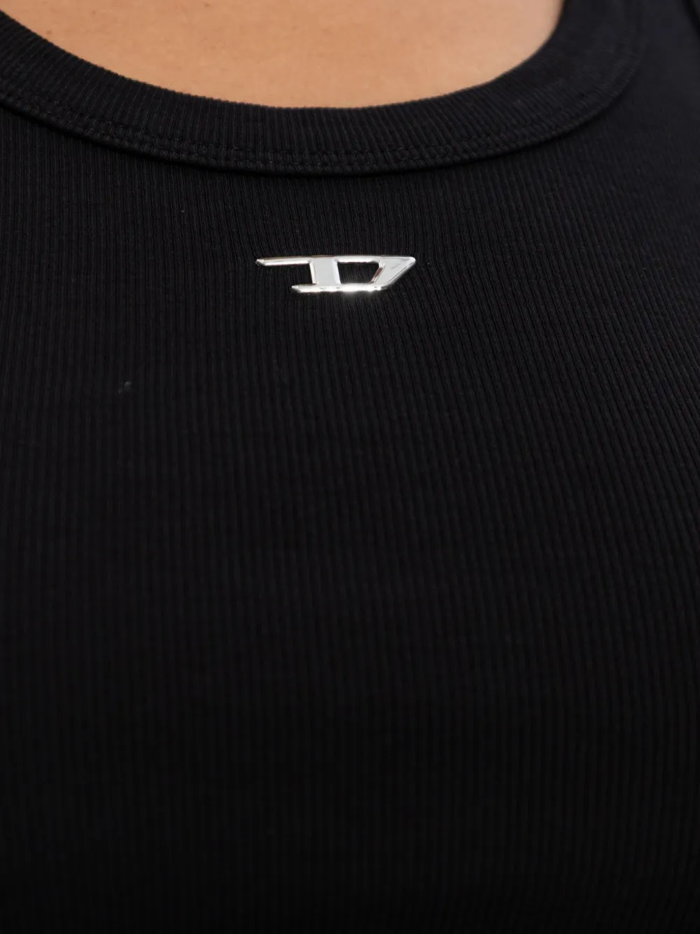 Diesel ribbed logo-plaque top Zwart