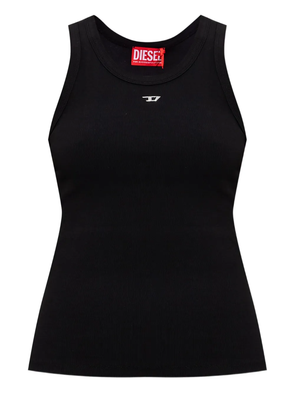 Diesel ribbed logo-plaque top Zwart