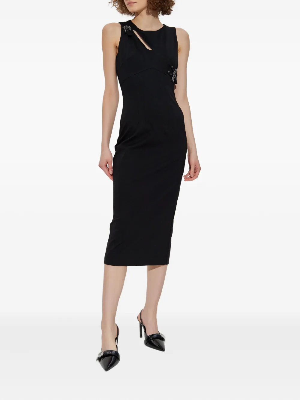 Versace Jeans Couture cut-out buckle midi dress Zwart