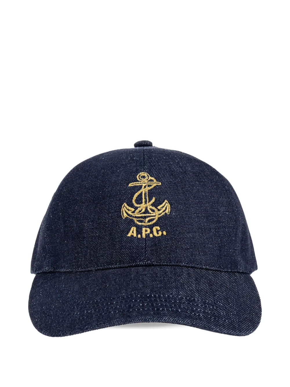 Apc Anchor-embroidered Denim Cap In Blue