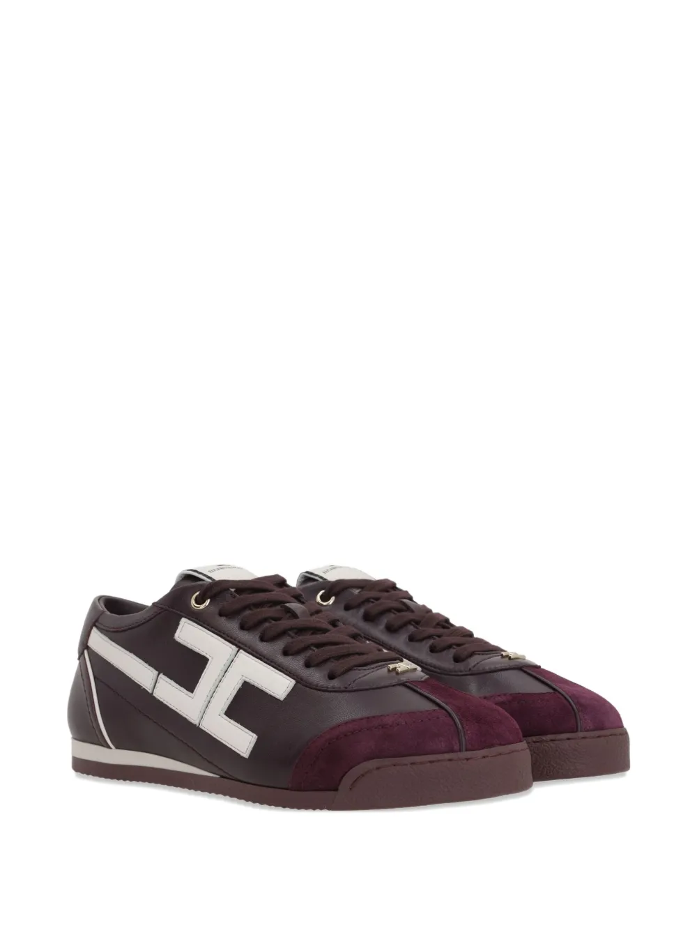 Elisabetta Franchi leather logo sneakers Red