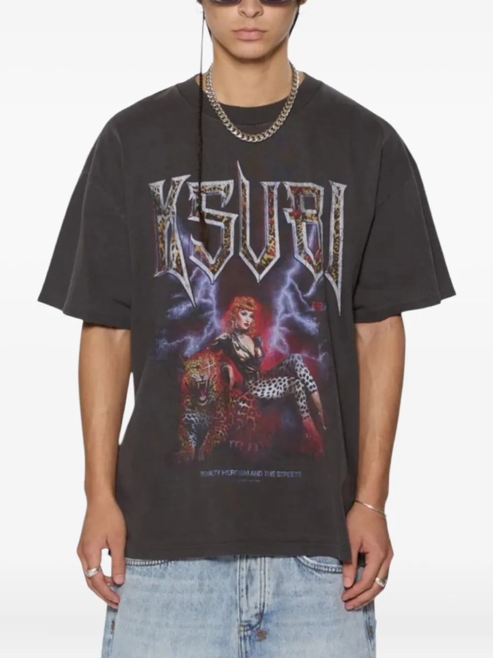 Ksubi Kingdom Ekess SS T-shirt met ronde hals en grafische print Zwart