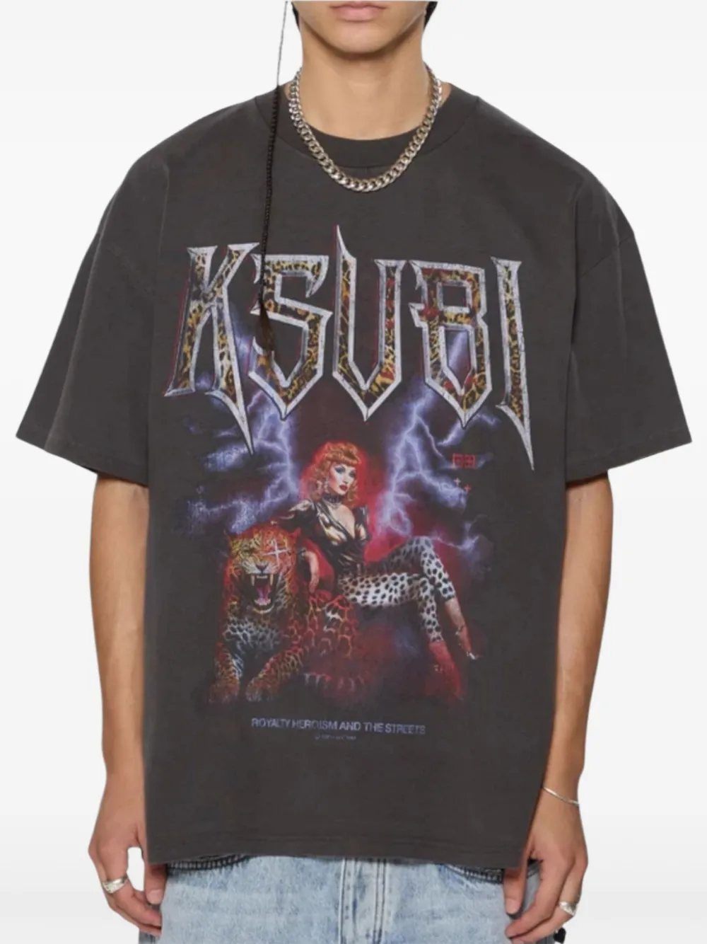 Ksubi Kingdom Ekess SS T-shirt met ronde hals en grafische print Zwart