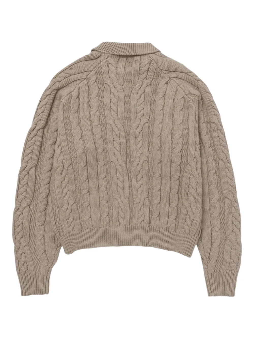 Honor The Gift Henley kabelgebreide trui met kwart rits Beige