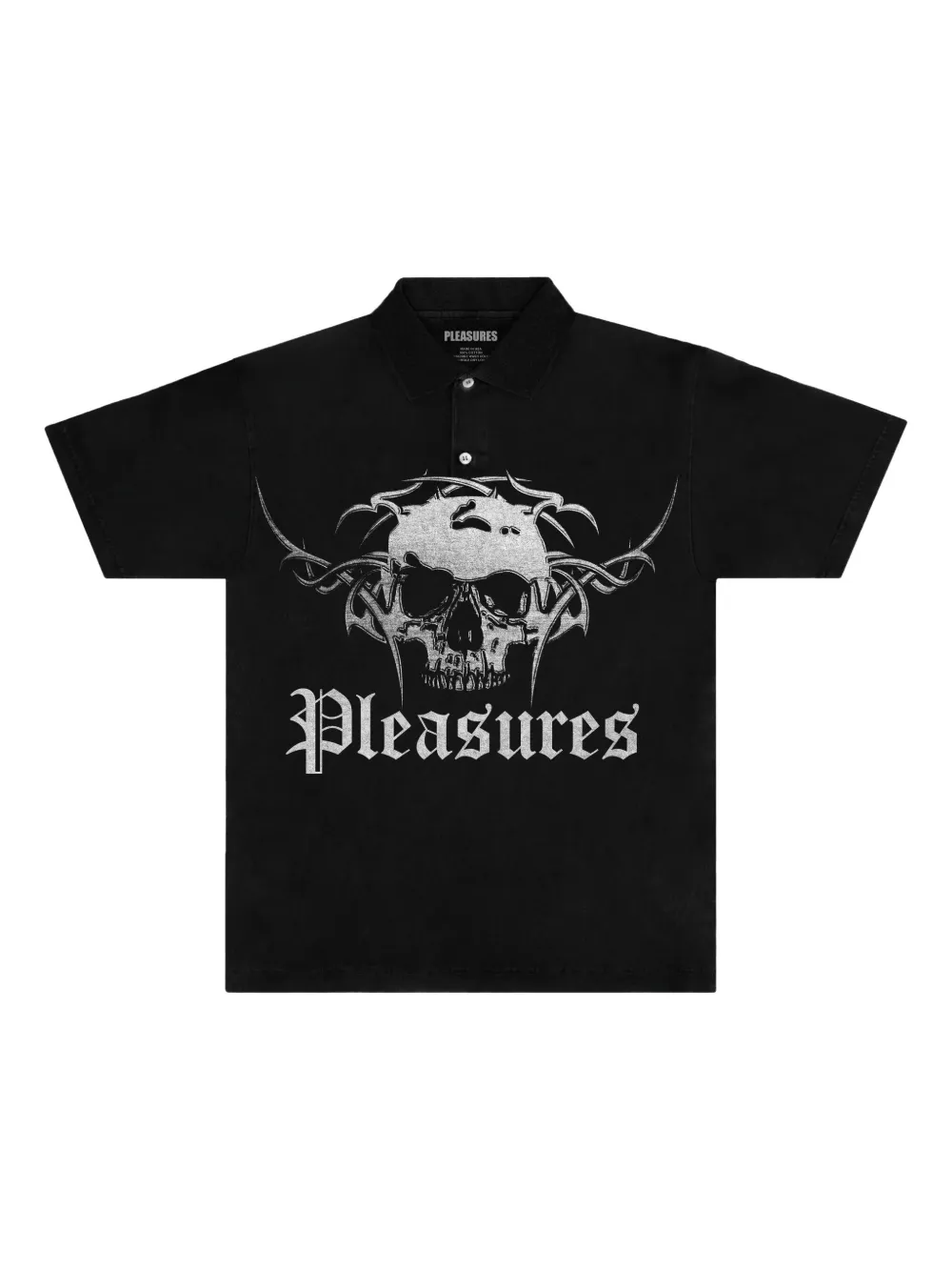 Pleasures skull graphic polo shirt | Black | Image 1