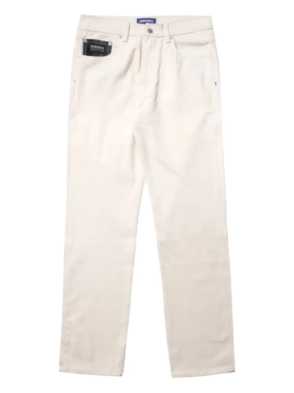 Devástates Geruite jeans met Web-zak Wit
