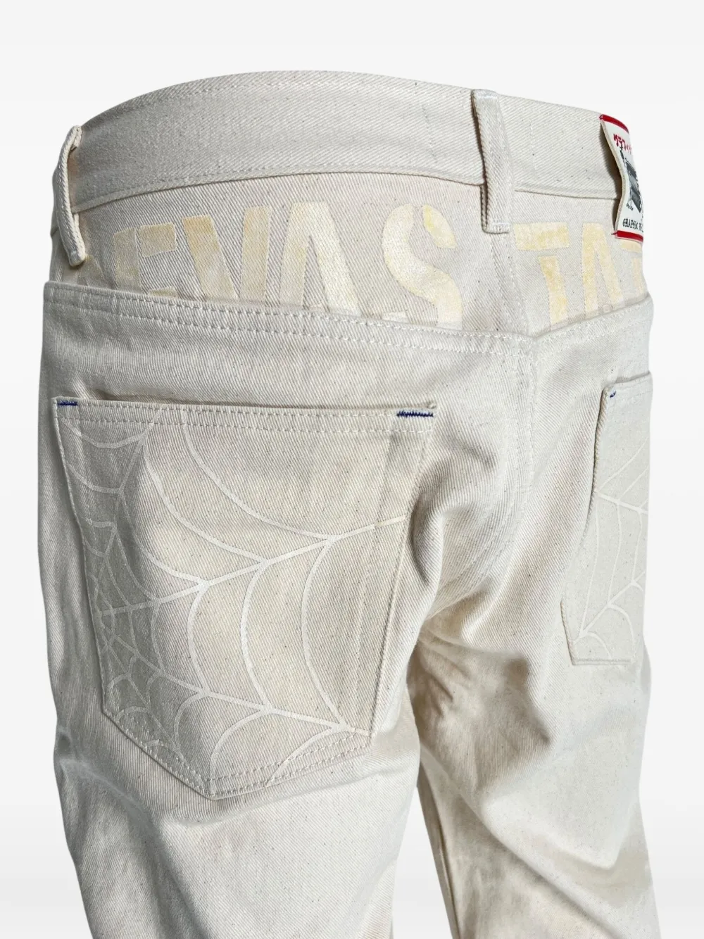 Devástates Geruite jeans met Web-zak Wit
