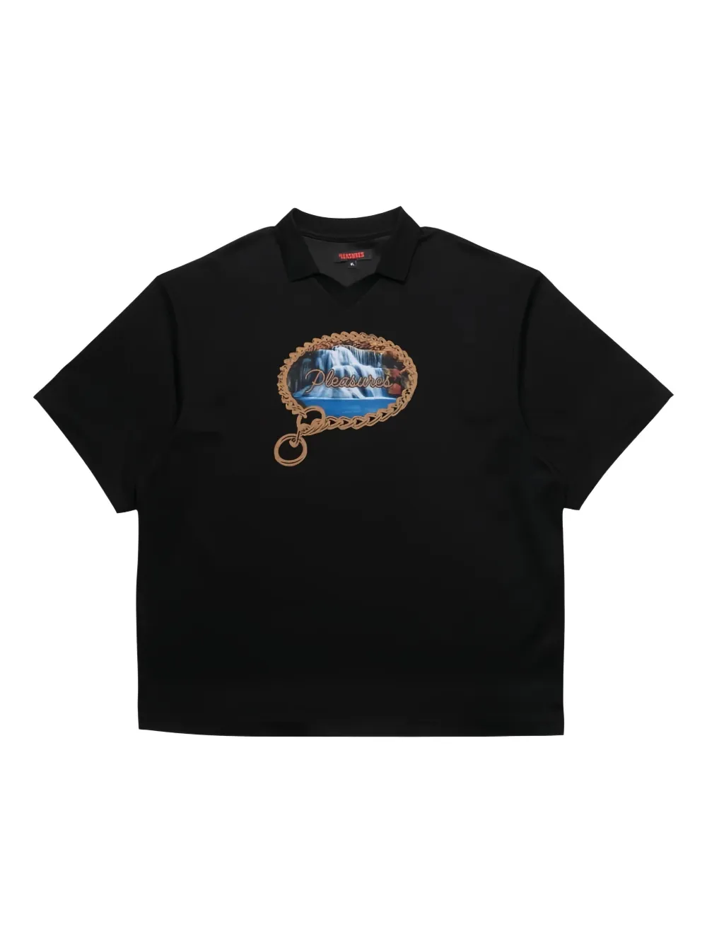 Pleasures T-shirt met logoprint Zwart