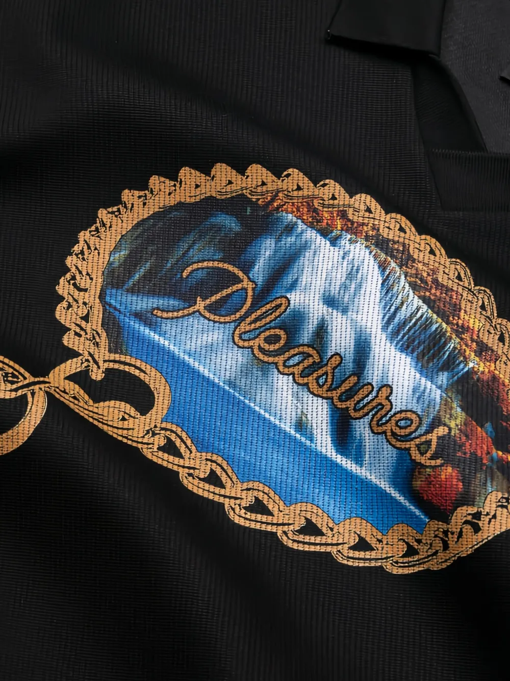 Pleasures T-shirt met logoprint Zwart