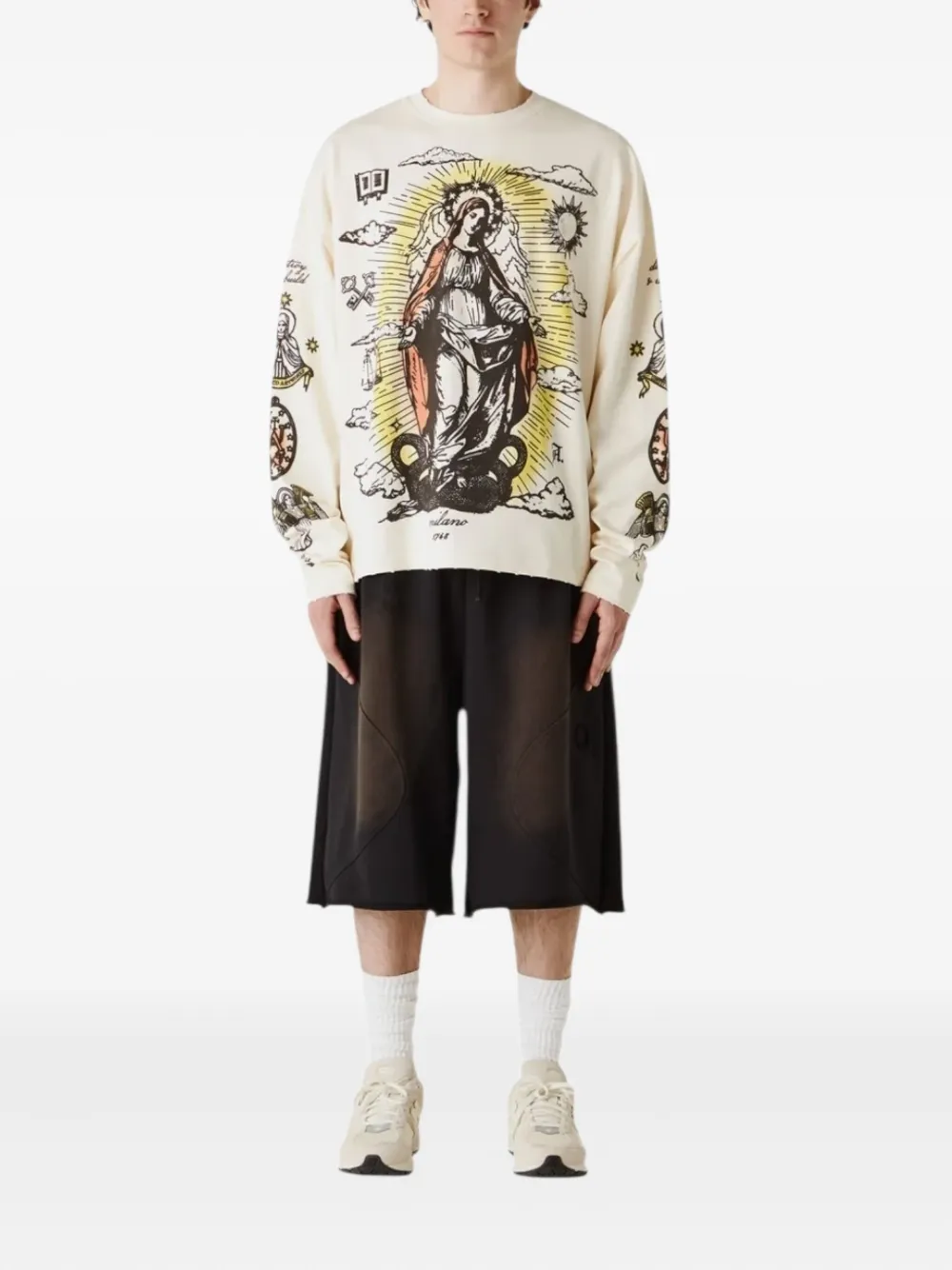 UNTITLED ARTWORKS Sacred T-shirt met grafische print en lange mouwen - Beige