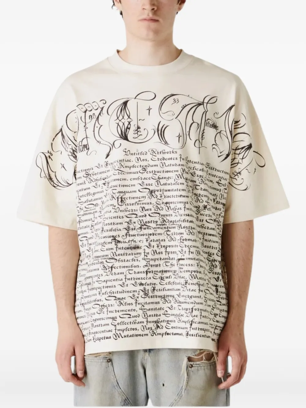 script-print cotton T-shirt