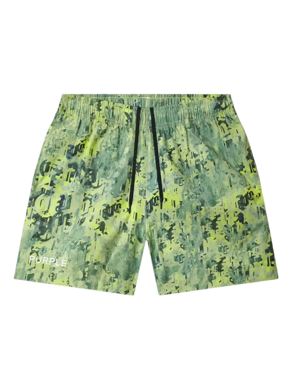 Purple Brand Shorts met elastische tailleband en print Groen