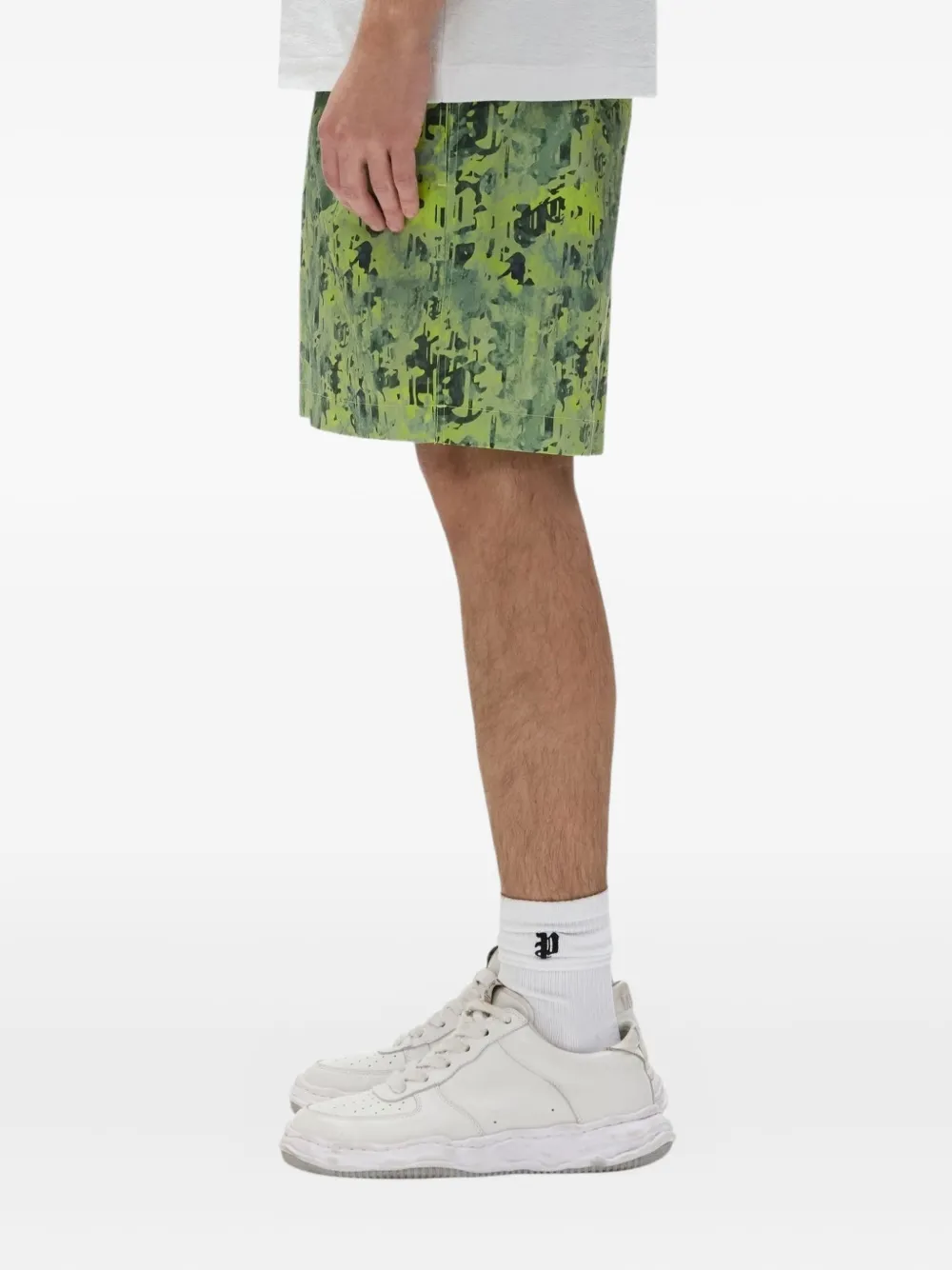 Purple Brand Shorts met elastische tailleband en print Groen