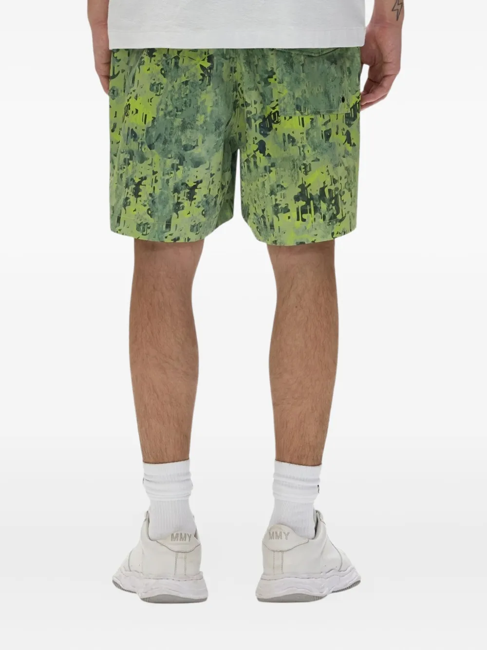 Purple Brand Shorts met elastische tailleband en print Groen