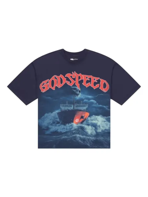 GODSPEED skull ship graphic T-shirt