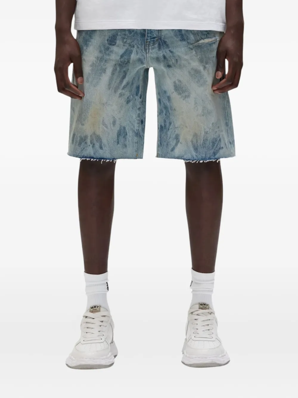 Purple Brand Spijkershorts met geverfd effect Blauw