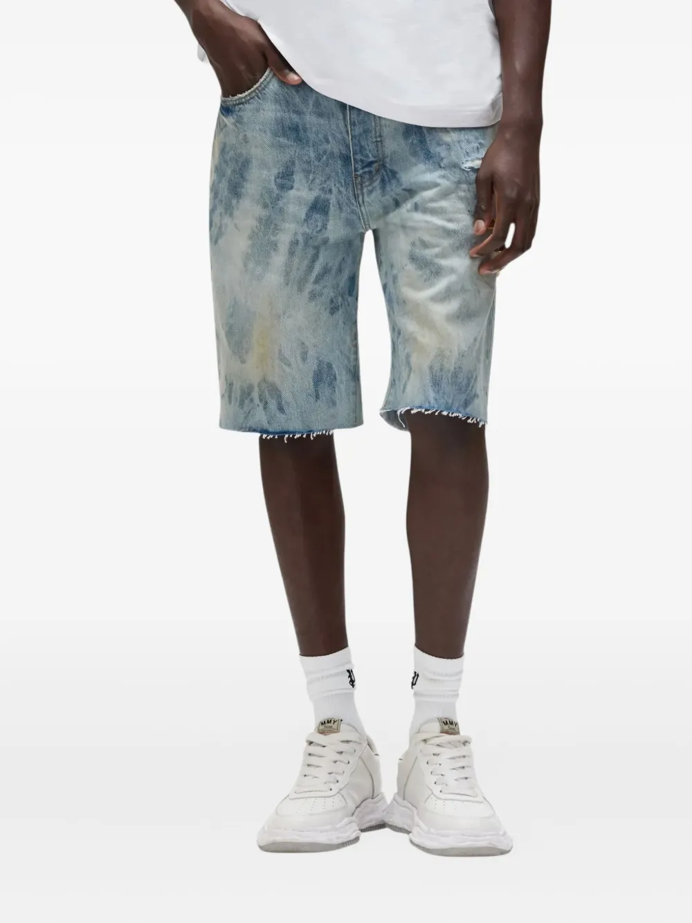 Purple Brand Spijkershorts met geverfd effect Blauw